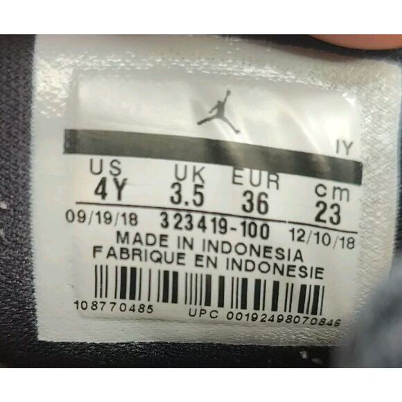 Jordan 6 Ring Kid shoes Sneakers Size 4Y ('91 '92 '93) Youth White Nike - Picture 8 of 9